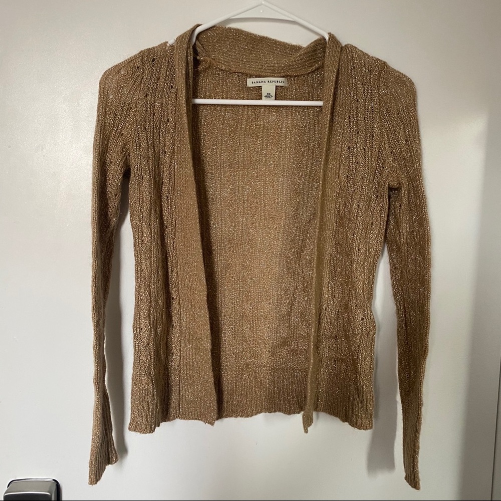 Banana Republic Sparkly Gold Metallic Cardigan XS